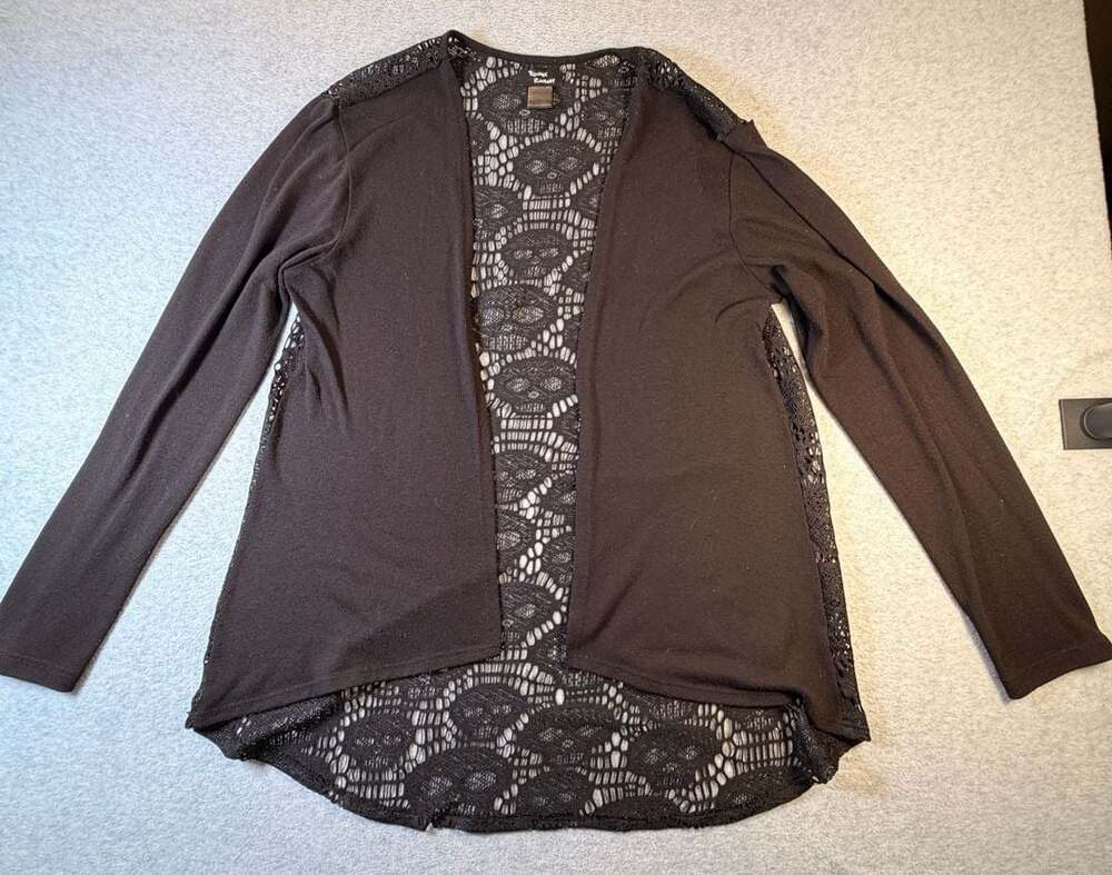 Teenage Runaway Black Long Sleeve Open Cardigan with Skull Lace Back